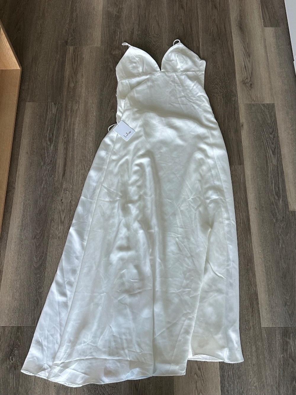 Lupita White Satin Tie-Back Maxi Dress
